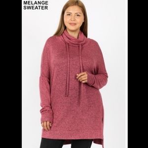 Plus Size Rose Melange Tunic Top
